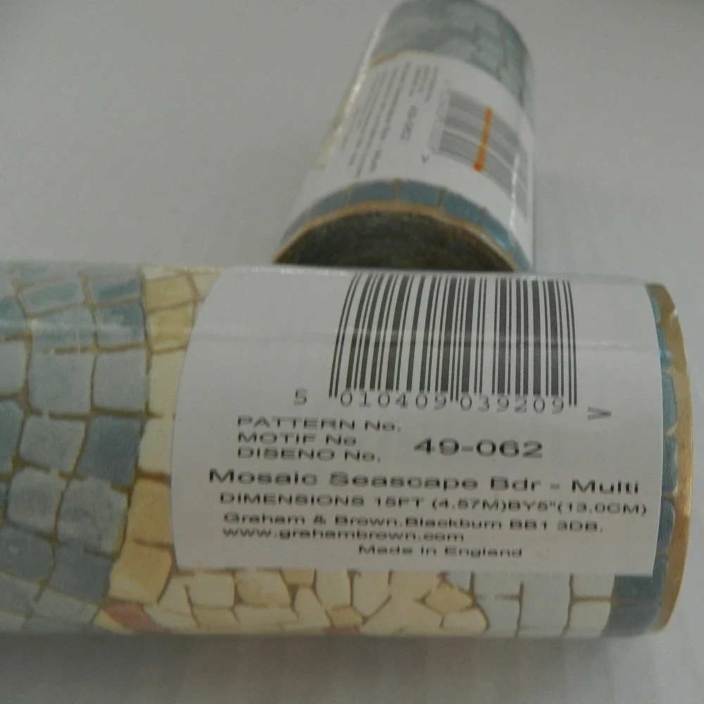Graham & Brown Wallpaper Border 5in Multi Mosaic Seascape 3 Rolls 49-062 Coastal